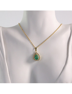 Naszyjnik ze stali chirurgicznej złoty ŁEZKA ZIELONY... 2