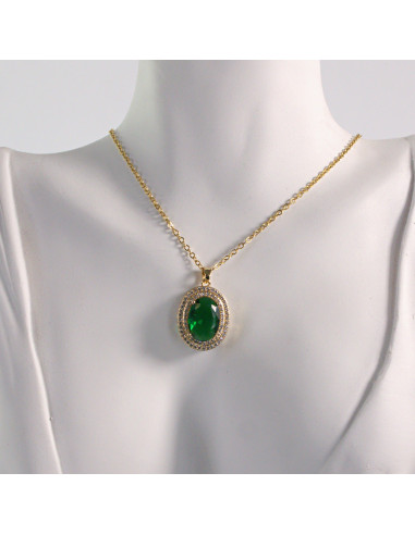 Naszyjnik ze stali chirurgicznej złoty OWALNY...