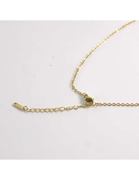 Naszyjnik ze stali chirurgicznej złoty OWALNY ZIELONY Lolita Akcesoria