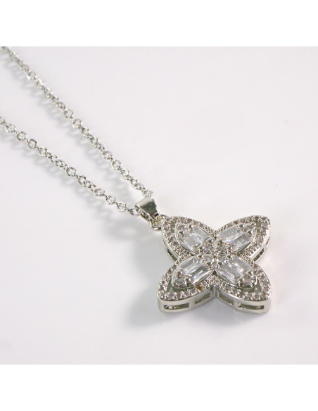 Naszyjnik ze stali chirurgicznej srebrny KWIAT KRYSZTAŁKI Lolita Akcesoria