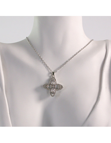 Naszyjnik ze stali chirurgicznej srebrny KWIAT...