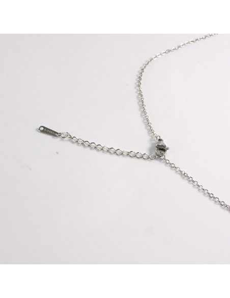 Naszyjnik ze stali chirurgicznej srebrny KWIAT KRYSZTAŁKI Lolita Akcesoria