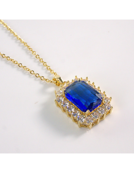 Naszyjnik ze stali chirurgicznej złoty KLASYK niebieski Lolita Akcesoria