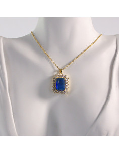 Naszyjnik ze stali chirurgicznej złoty KLASYK niebieski... 2