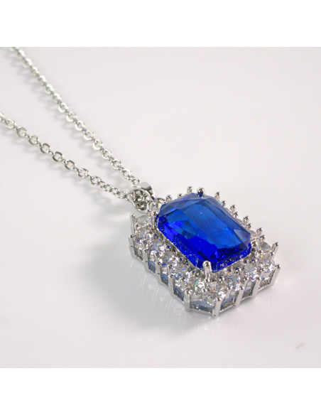 Naszyjnik ze stali chirurgicznej srebrny KLASYK niebieski Lolita Akcesoria