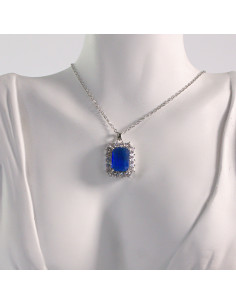 Naszyjnik ze stali chirurgicznej srebrny KLASYK niebieski... 2