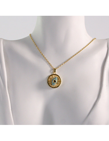 Naszyjnik ze stali chirurgicznej złoty OKO...