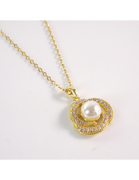 Naszyjnik ze stali chirurgicznej złoty PRECEL Z PERŁĄ Lolita Akcesoria