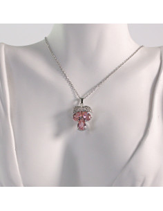 Naszyjnik ze stali chirurgicznej srebrny WINOGRONO różowy... 2