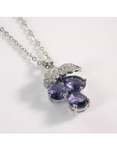 Naszyjnik ze stali chirurgicznej srebrny WINOGRONO fiolet...