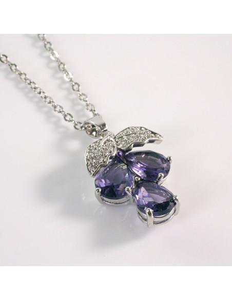 Naszyjnik ze stali chirurgicznej srebrny WINOGRONO fiolet Lolita Akcesoria