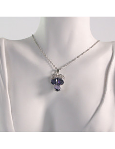 Naszyjnik ze stali chirurgicznej srebrny WINOGRONO fiolet... 2