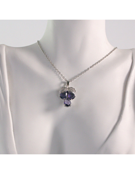 Naszyjnik ze stali chirurgicznej srebrny WINOGRONO fiolet Lolita Akcesoria