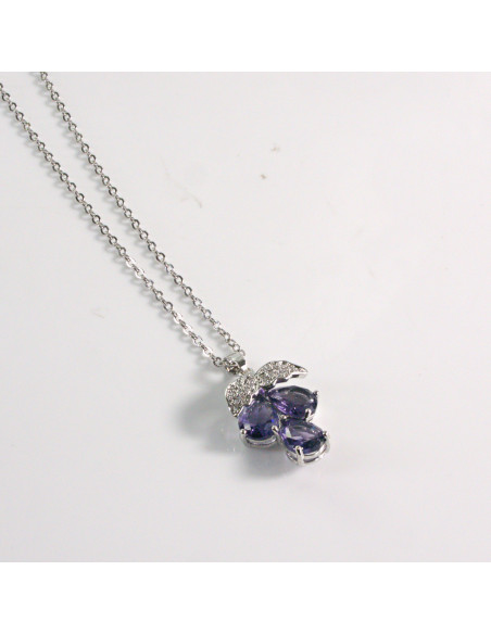 Naszyjnik ze stali chirurgicznej srebrny WINOGRONO fiolet Lolita Akcesoria