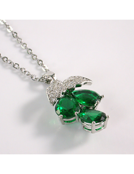 Naszyjnik ze stali chirurgicznej srebrny WINOGRONO zielony Lolita Akcesoria