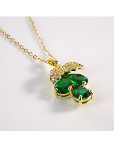 Naszyjnik ze stali chirurgicznej złoty WINOGRONO zielony...