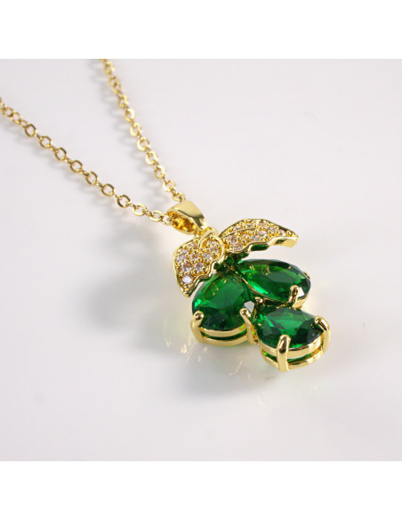 Naszyjnik ze stali chirurgicznej złoty WINOGRONO zielony Lolita Akcesoria