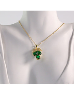 Naszyjnik ze stali chirurgicznej złoty WINOGRONO zielony... 2