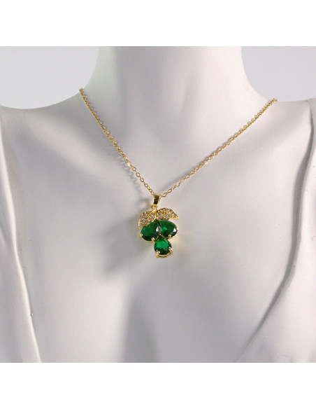 Naszyjnik ze stali chirurgicznej złoty WINOGRONO zielony Lolita Akcesoria