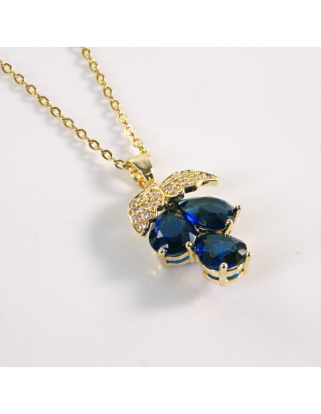 Naszyjnik ze stali chirurgicznej złoty WINOGRONO granatowy Lolita Akcesoria