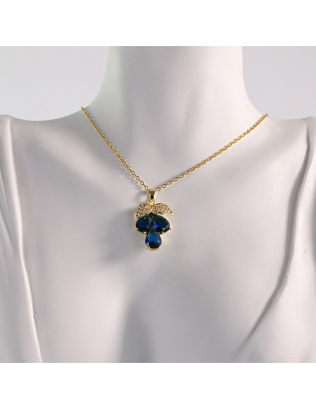 Naszyjnik ze stali chirurgicznej złoty WINOGRONO granatowy Lolita Akcesoria