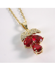 Naszyjnik ze stali chirurgicznej złoty WINOGRONO czerwony...