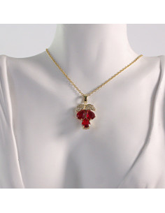 Naszyjnik ze stali chirurgicznej złoty WINOGRONO czerwony... 2