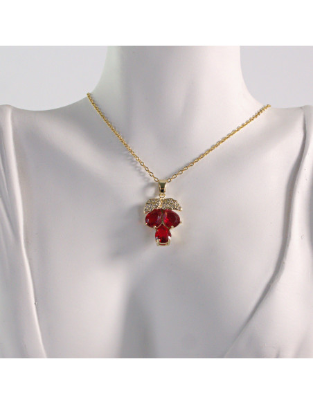 Naszyjnik ze stali chirurgicznej złoty WINOGRONO czerwony Lolita Akcesoria
