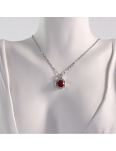 Naszyjnik ze stali chirurgicznej srebrny CZERWONY... 2