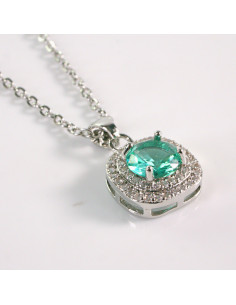 Naszyjnik ze stali chirurgicznej srebrny MORSKI KRYSZTAŁ...