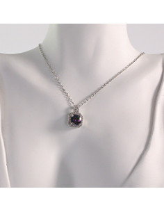 Naszyjnik ze stali chirurgicznej srebrny FIOLET KRYSZTAŁ... 2