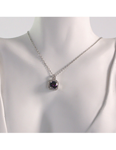 Naszyjnik ze stali chirurgicznej srebrny FIOLET...