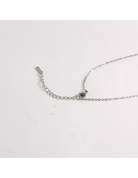 Naszyjnik ze stali chirurgicznej srebrny FIOLET KRYSZTAŁ Lolita Akcesoria