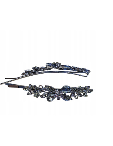 Wsuwka do włosów 2 KRYSZTAŁY I 3 KWIATKI GRAFIT...