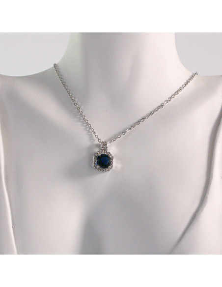 Naszyjnik ze stali chirurgicznej srebrny GRANAT KRYSZTAŁ Lolita Akcesoria