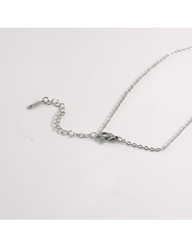 Naszyjnik ze stali chirurgicznej srebrny GRANAT...