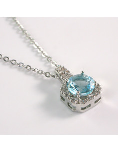 Naszyjnik ze stali chirurgicznej srebrny BŁĘKITNY...