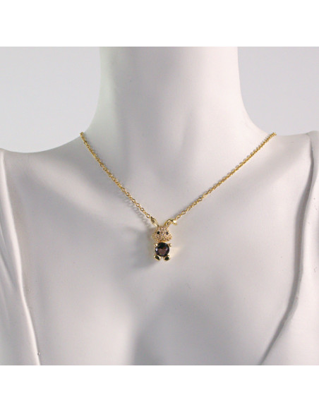 Naszyjnik ze stali chirurgicznej złoty KRÓLIK Z KRYSZTAŁEM Lolita Akcesoria