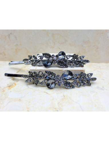 Wsuwka do włosów 2 KRYSZTAŁY I 3 KWIATKI GRAFIT...