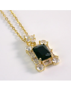 Naszyjnik ze stali chirurgicznej złoty CZARNY KAMIEŃ...