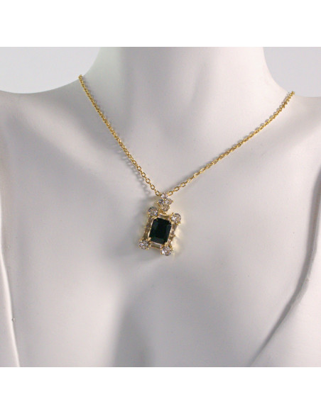Naszyjnik ze stali chirurgicznej złoty CZARNY KAMIEŃ Lolita Akcesoria