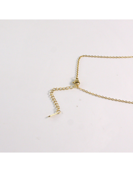 Naszyjnik ze stali chirurgicznej złoty CZARNY KAMIEŃ Lolita Akcesoria