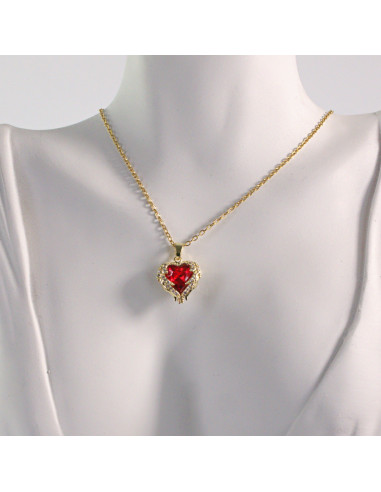 Naszyjnik ze stali chirurgicznej złoty CZERWONE...