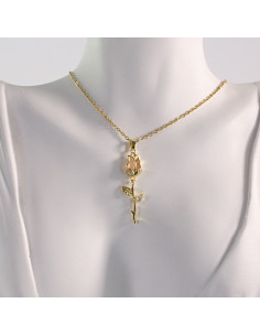 Naszyjnik ze stali chirurgicznej złoty RÓŻOWY TULIPAN... 2