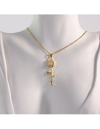 Naszyjnik ze stali chirurgicznej złoty RÓŻOWY...