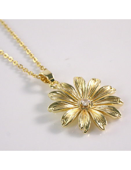 Naszyjnik ze stali chirurgicznej złoty KWIAT CYRKONIA  Lolita Akcesoria