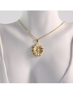 Naszyjnik ze stali chirurgicznej złoty KWIAT CYRKONIA... 2
