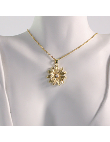 Naszyjnik ze stali chirurgicznej złoty KWIAT...