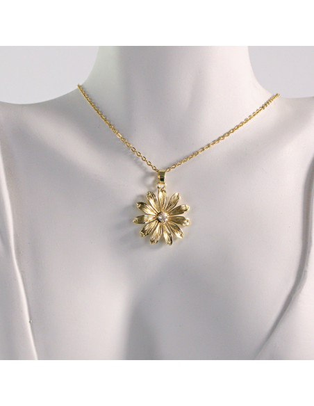 Naszyjnik ze stali chirurgicznej złoty KWIAT CYRKONIA  Lolita Akcesoria