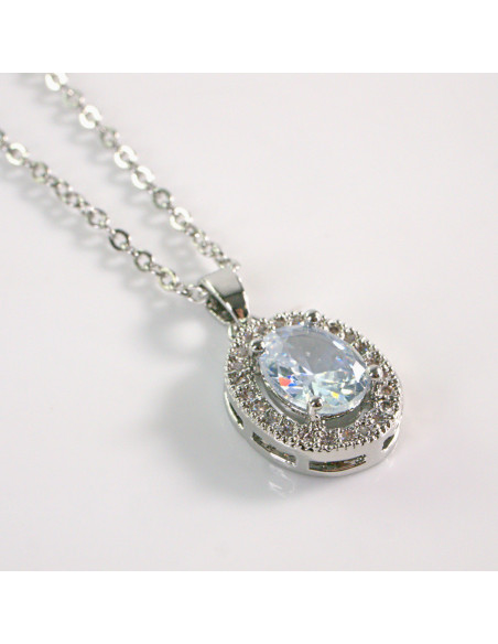 Naszyjnik ze stali chirurgicznej srebrny OWAL CRYSTAL Lolita Akcesoria